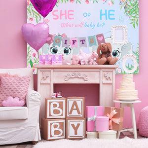 Cartoon Elephant Backdrop for Baby Shower Party