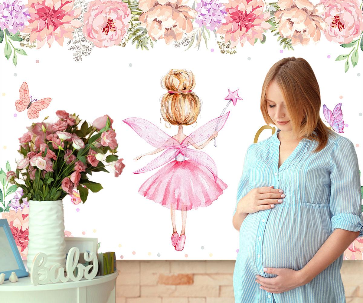 Angel Flower Girl Photography Backdrop for Baby Shower