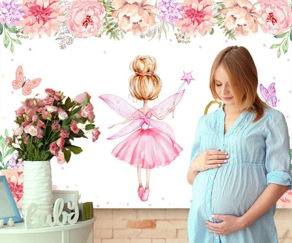 Angel Flower Girl Photography Backdrop for Baby Shower