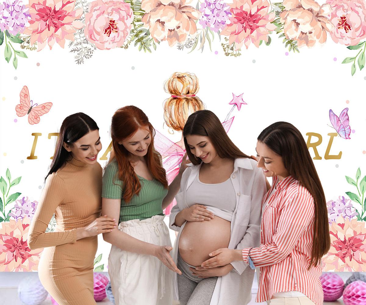 Angel Flower Girl Photography Backdrop for Baby Shower