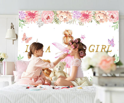 Angel Flower Girl Photography Backdrop for Baby Shower