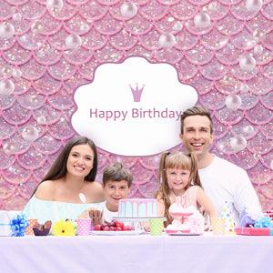 Mermaid Pink Backdrop for Happy Birthday Party