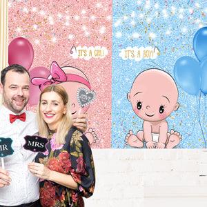 Pink and Blue Balloon Photography Backdrop for Baby Shower Party