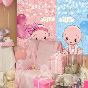 Pink and Blue Balloon Photography Backdrop for Baby Shower Party