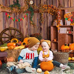 Pumpkin decoration Wood Wall Photography Backdrop for Thanksgiving