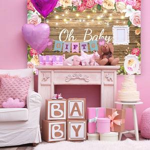 Beautiful Flower Wood Wall Photography Backdrop for Baby Shower