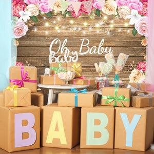 Beautiful Flower Wood Wall Photography Backdrop for Baby Shower