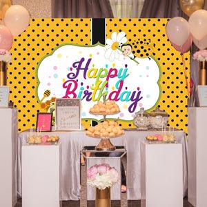 Bee Cartoon Backdrop for Birthday Party Photography