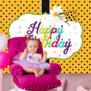 Bee Cartoon Backdrop for Birthday Party Photography