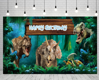 Jurassic Park World Dinosaur Animals Backdrop for Birthday Party TKH1829