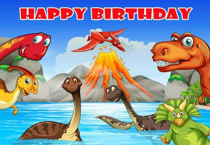 Dinosaurs Lake Digital Background Photography Backdrop for Party TKH1839