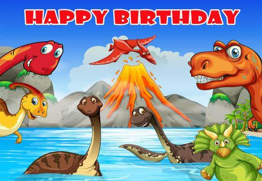 Dinosaurs Lake Digital Background Photography Backdrop for Party TKH1839