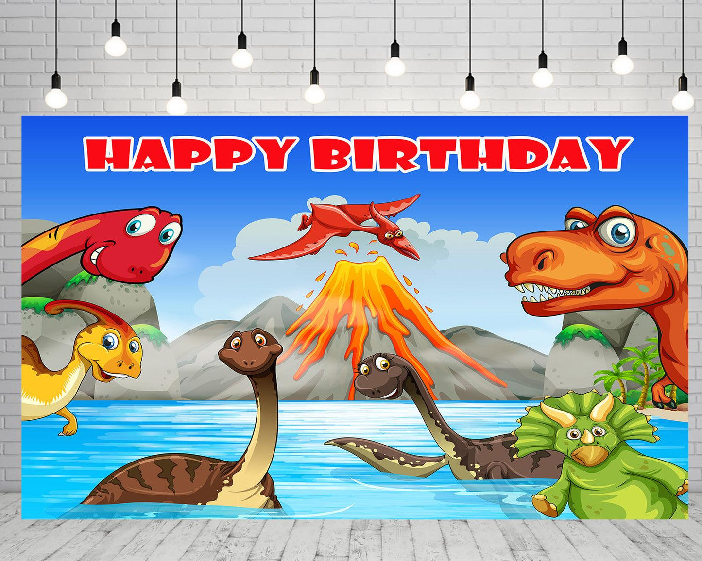 Dinosaurs Lake Digital Background Photography Backdrop for Party TKH1839
