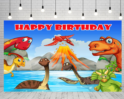 Dinosaurs Lake Digital Background Photography Backdrop for Party TKH1839