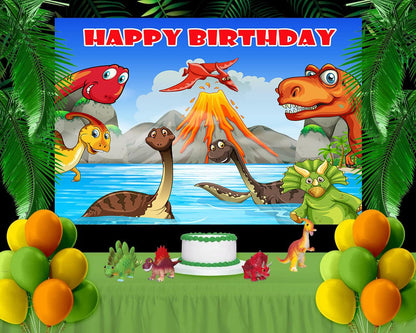 Dinosaurs Lake Digital Background Photography Backdrop for Party TKH1839