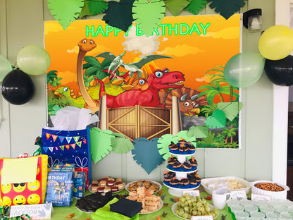Jurassic World Dinosaur Animal Background Happy Birthday Party Backdrop TKH1841