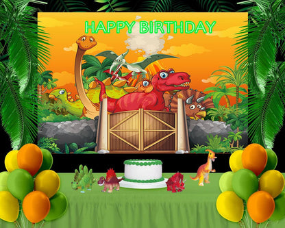 Jurassic World Dinosaur Animal Background Happy Birthday Party Backdrop TKH1841