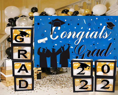 Blue Graduation Party Backdrop Blue Background Curtain Congratulations Graduation Party TKH1843