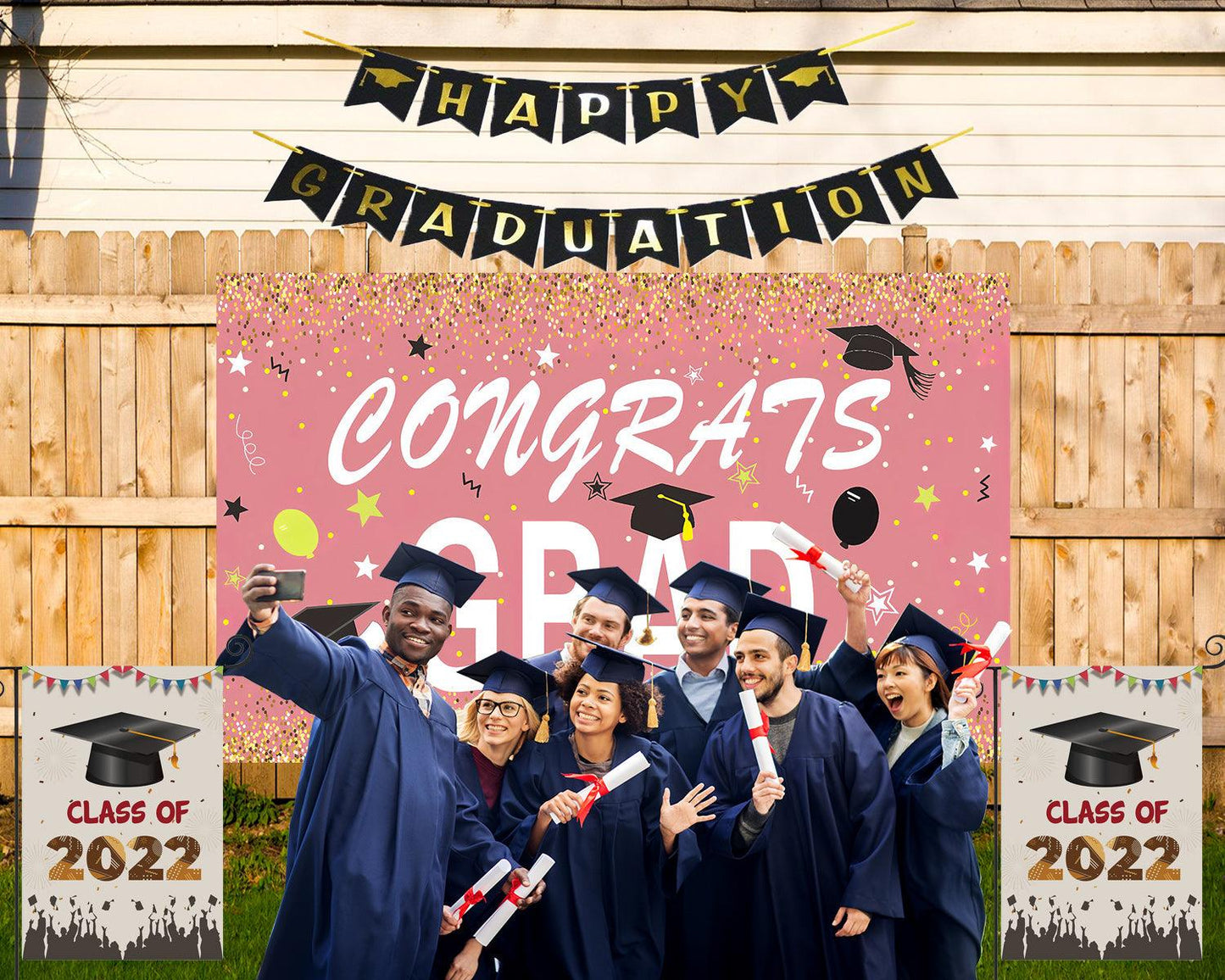 Graduation Celebration Backdrop Graduation Pink Background Graduation Party Decorations TKH1845