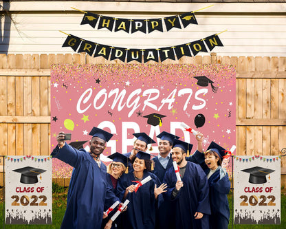 Graduation Celebration Backdrop Graduation Pink Background Graduation Party Decorations TKH1845