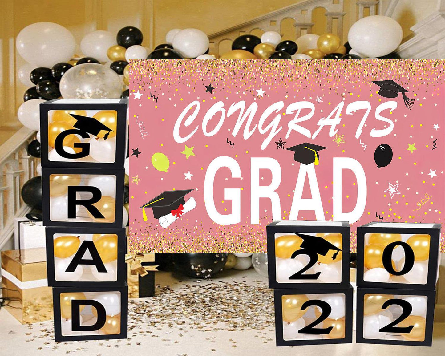 Graduation Celebration Backdrop Graduation Pink Background Graduation Party Decorations TKH1845
