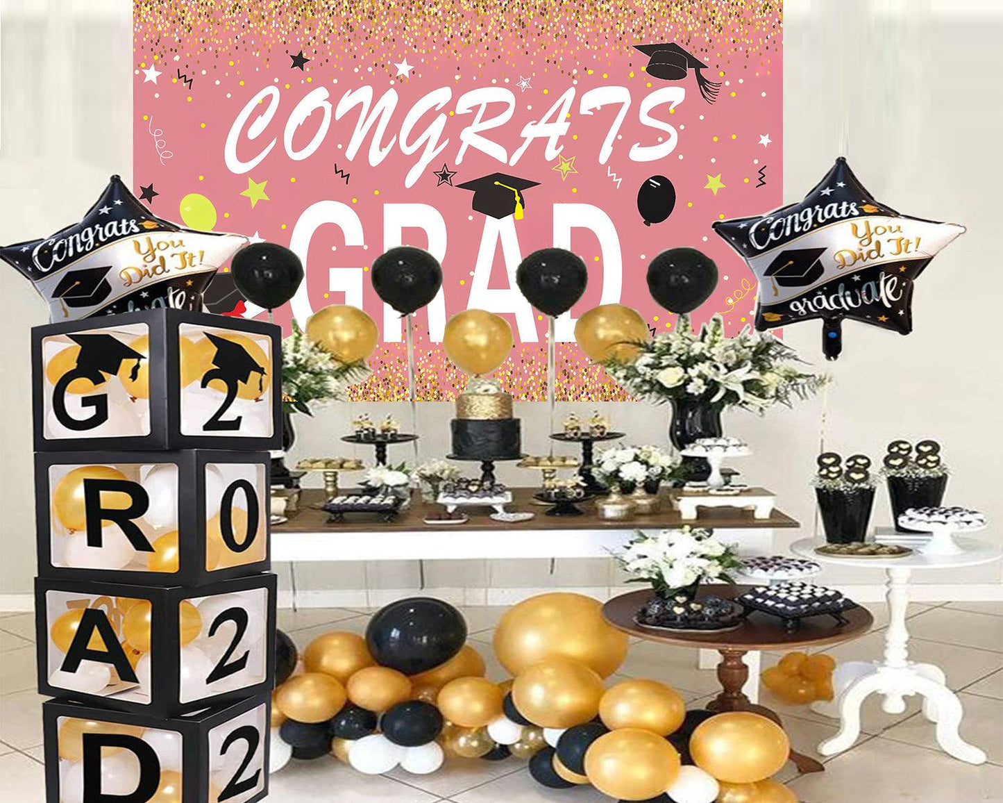 Graduation Celebration Backdrop Graduation Pink Background Graduation Party Decorations TKH1845