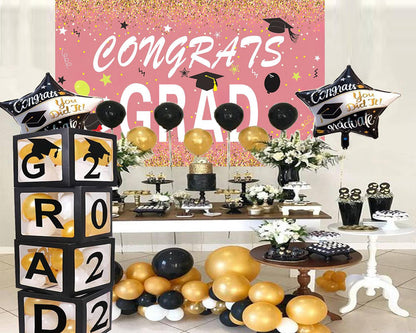 Graduation Celebration Backdrop Graduation Pink Background Graduation Party Decorations TKH1845