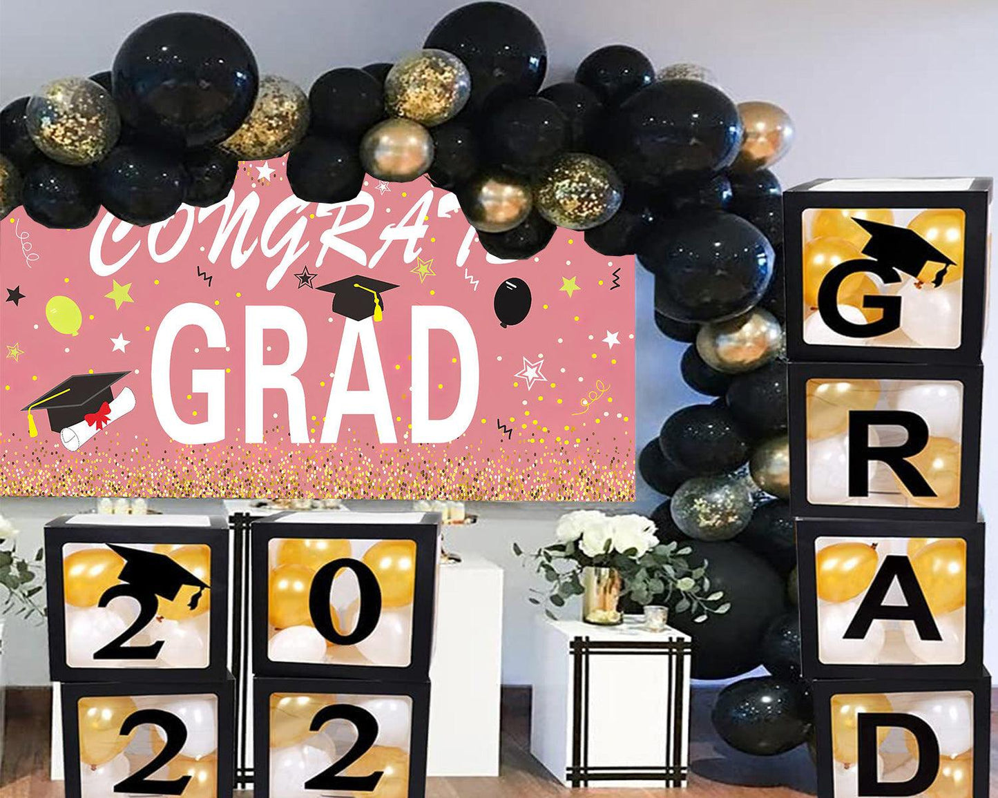 Graduation Celebration Backdrop Graduation Pink Background Graduation Party Decorations TKH1845
