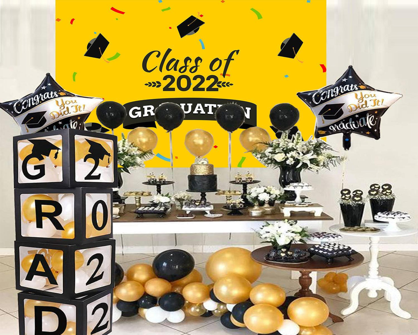 Yellow Graduation Party Backdrop Background Graduation Party Photography TKH1854