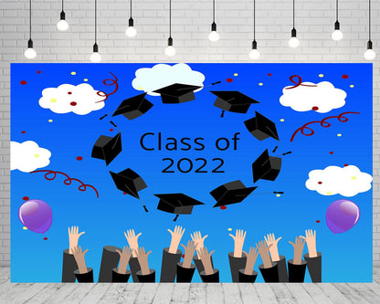 Blue Sky and White Clouds Graduation Party Backdrop for Photography Graduation Party Decorations TKH1865