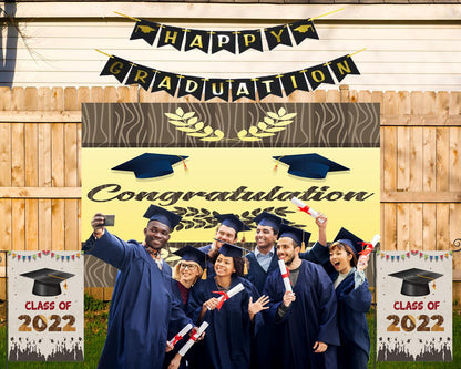 Stripe and Wheat decoration Graduation Party Backdrop for Photography Graduation Party Decorations TKH1867