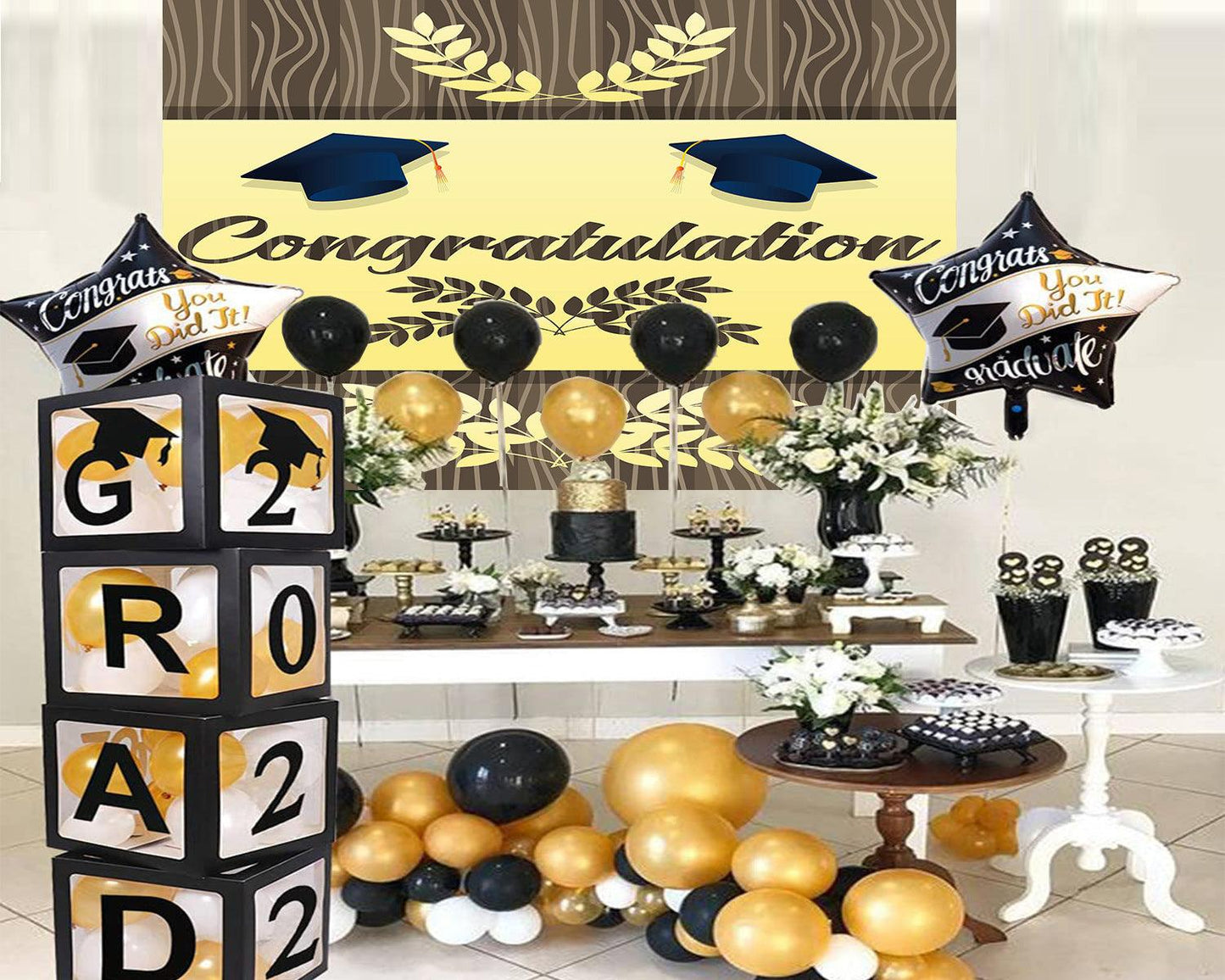 Stripe and Wheat decoration Graduation Party Backdrop for Photography Graduation Party Decorations TKH1867