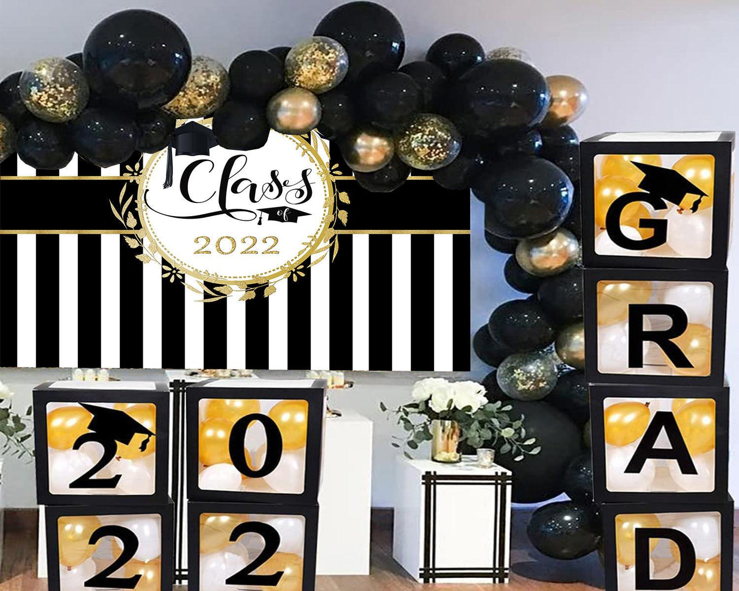 Striped Background Graduation Party Backdrop for Photography Graduation Party Decorations TKH1880