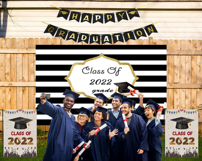 Striped Background Graduation Photo Booth Backdrop Graduation Party Decorations TKH1881