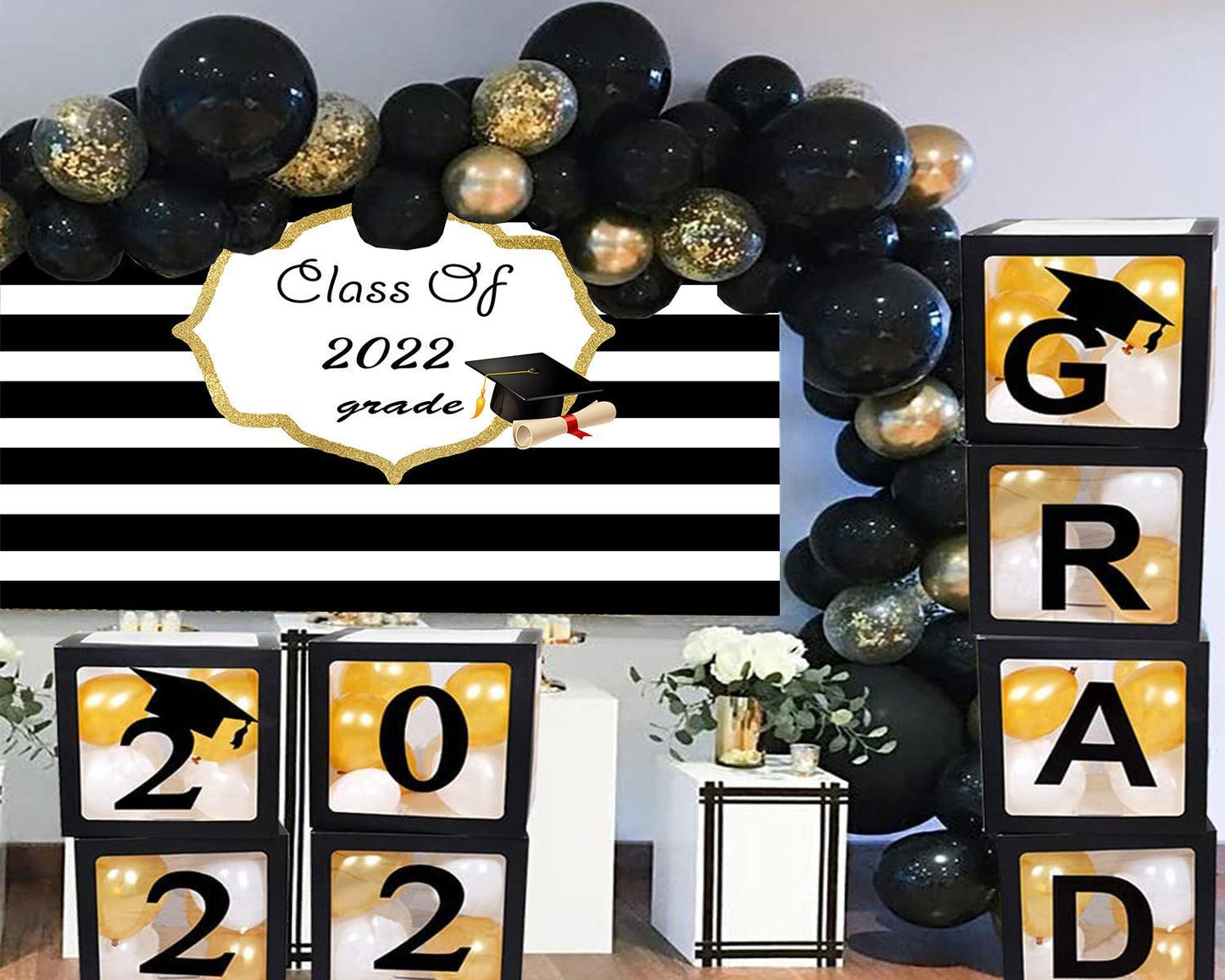 Striped Background Graduation Photo Booth Backdrop Graduation Party Decorations TKH1881