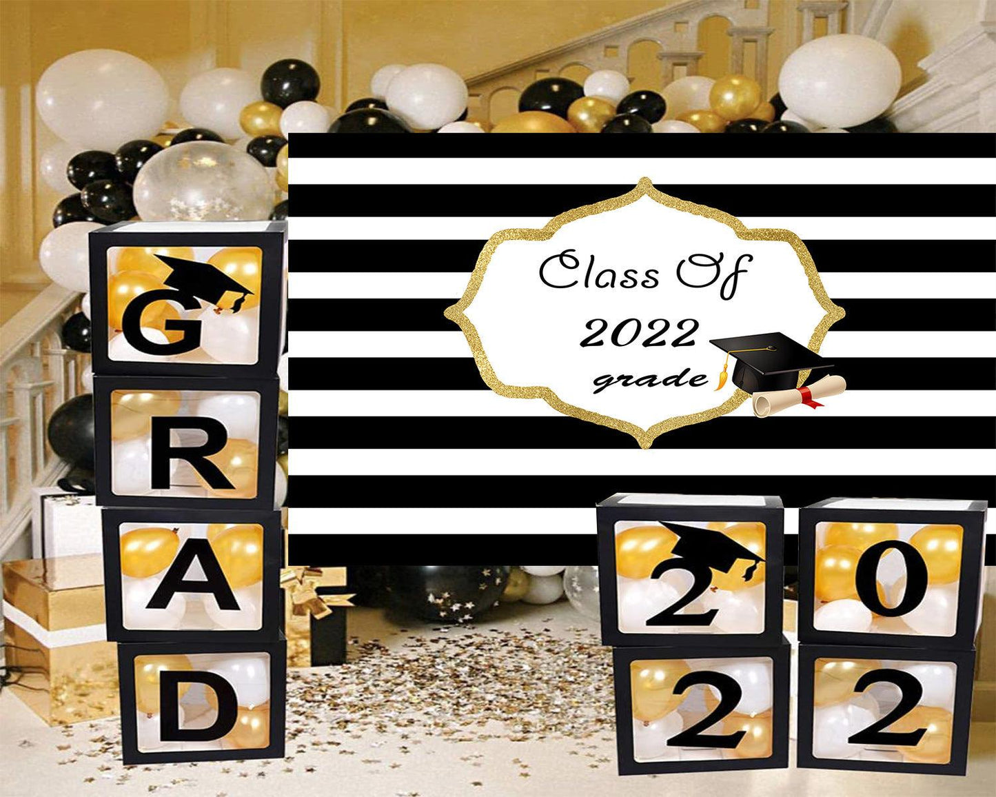 Striped Background Graduation Photo Booth Backdrop Graduation Party Decorations TKH1881