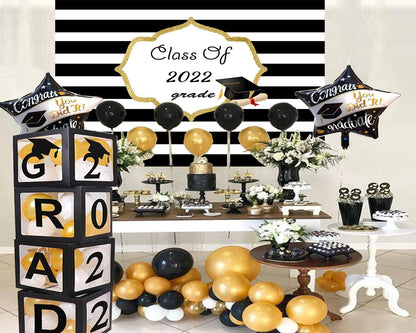 Striped Background Graduation Photo Booth Backdrop Graduation Party Decorations TKH1881