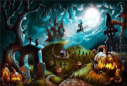 Funny Witch of Night Halloween Photography Backdrops