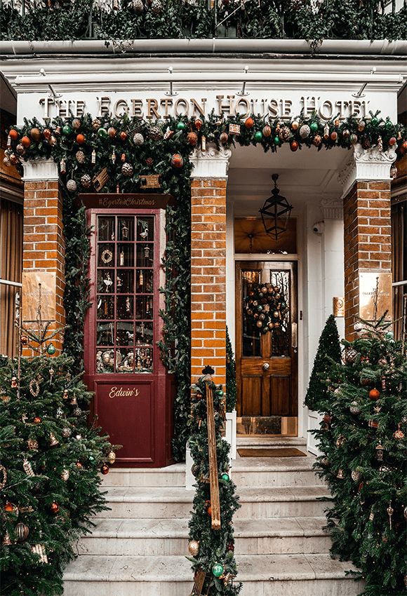 Merry Christmas Hotel Red Door Backdrop Photography