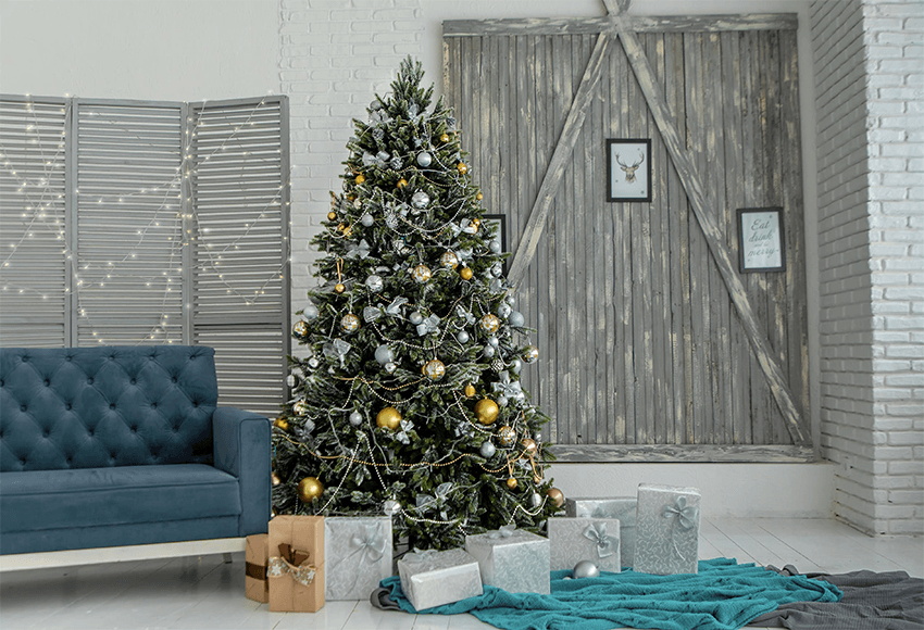 Wooden Indoor Christmas Backdrop Photography For Studio