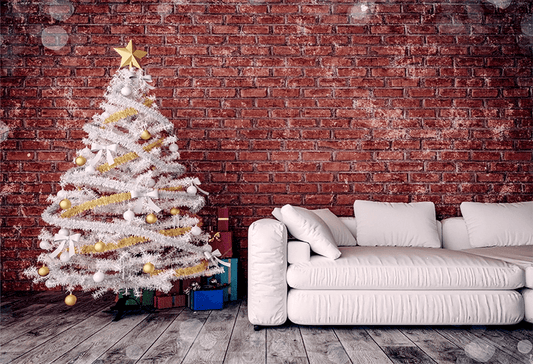 Brown Brick Wall Christmas Festival Backdrop