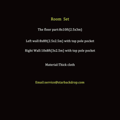 Dark Brown Wooden Christmas Winter Backdrops Room Set